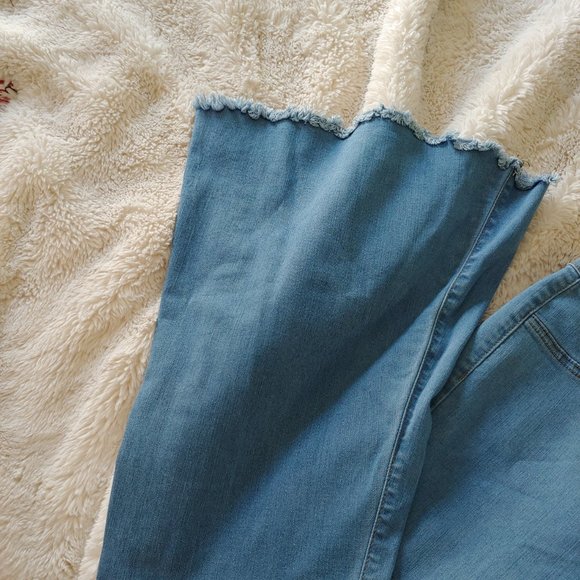 Judy Blues 5/27 Hippie Flare Stretch Raw Hem Denim Jeans - Picture 5 of 13